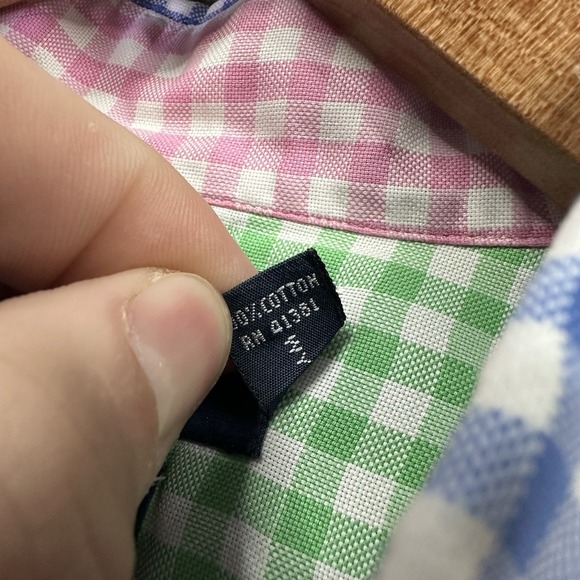 Ralph Lauren Shirt Large Blue Pink Colorful Gingham Check Party Custom Fit - Picture 7 of 7